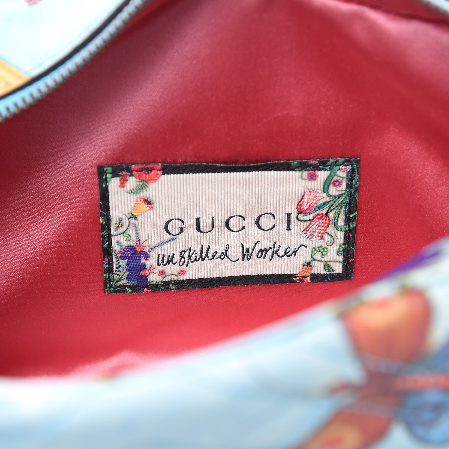 Gucci X UNSKILLED WORKER Calfskin Matelasse Flora Painted Small GG Marmont Chain Shoulder Bag Cloudy Blue Multicolor 10 of 11
