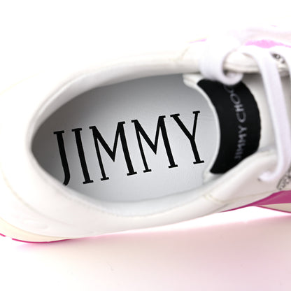 Jimmy Choo Calfskin Vinyl Striped Hawaii Flatform Sneakers 35.5 White Fuchsia 7 of 8