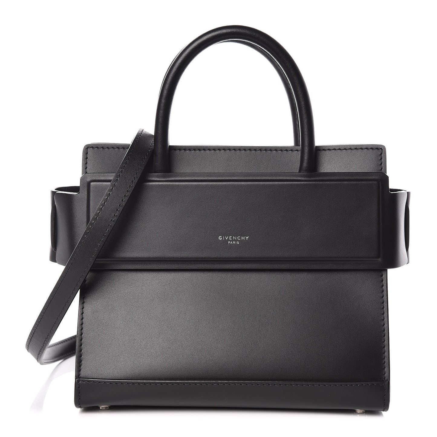 Smooth Calfskin Mini Horizon Satchel Black