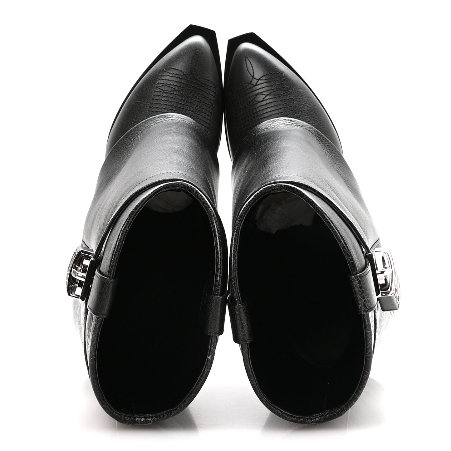 Aged Calfskin Cowboy Shark Lock Ankle 37 Black