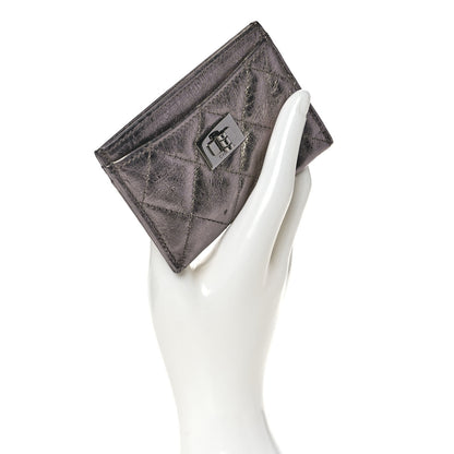 Chanel Metallic Aged Calfskin Quilted Reissue Card Holder Silver 2 of 10