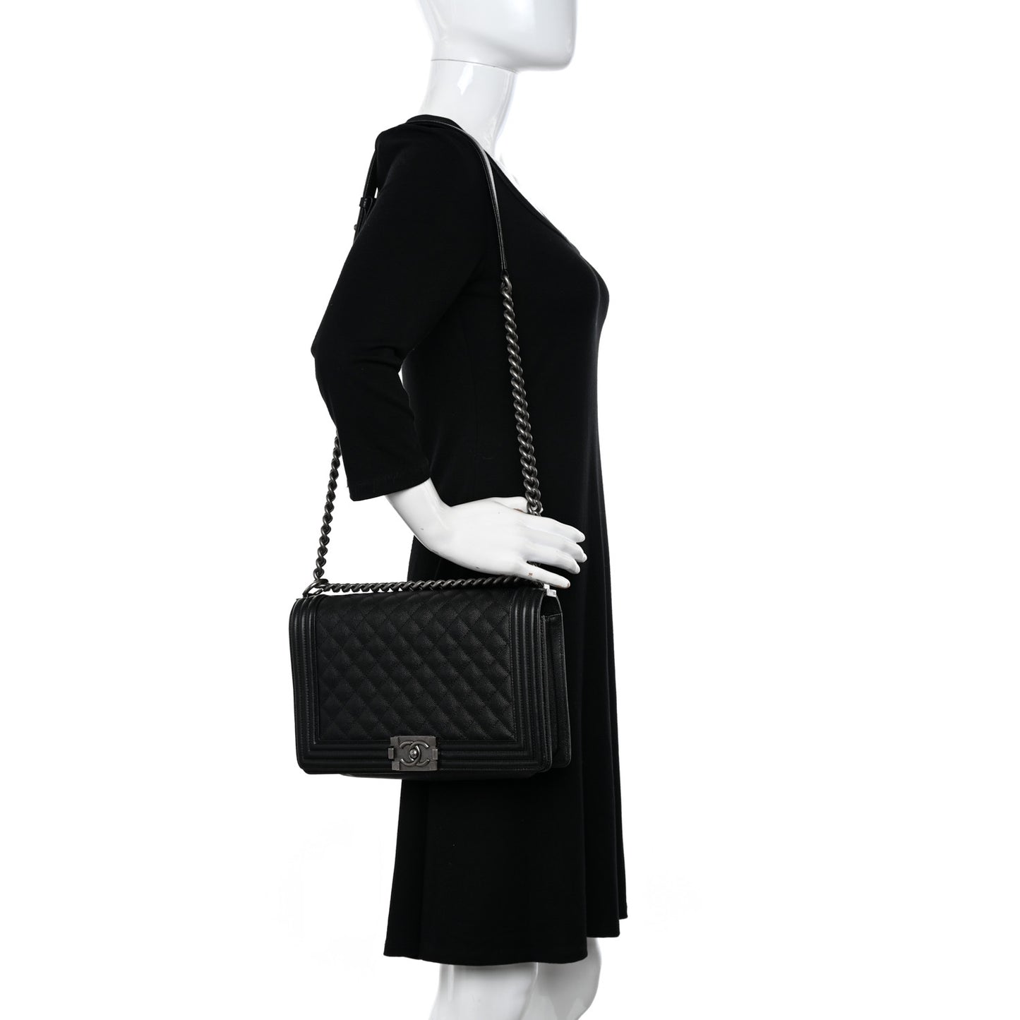 Caviar Quilted New Medium Boy Flap Black
