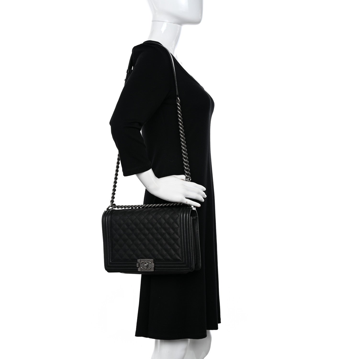 Chanel Caviar Quilted New Medium Boy Flap Black 2 of 12