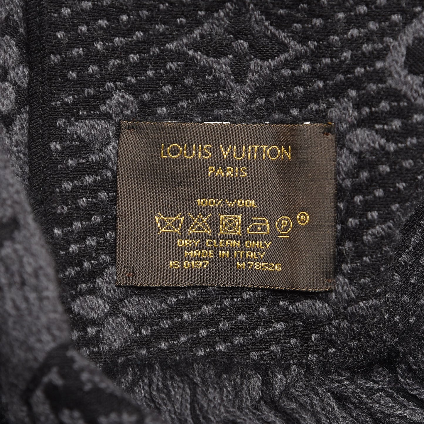 Wool Monogram Classic Scarf Charcoal Grey