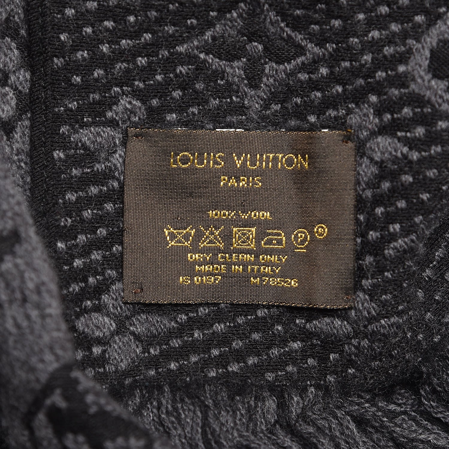 Louis Vuitton Wool Monogram Classic Scarf Charcoal Grey 4 of 4