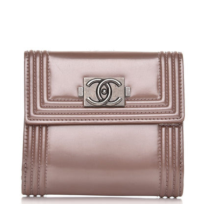 Chanel Metallic Glazed Calfskin Compact Boy Wallet Pink 1 of 8