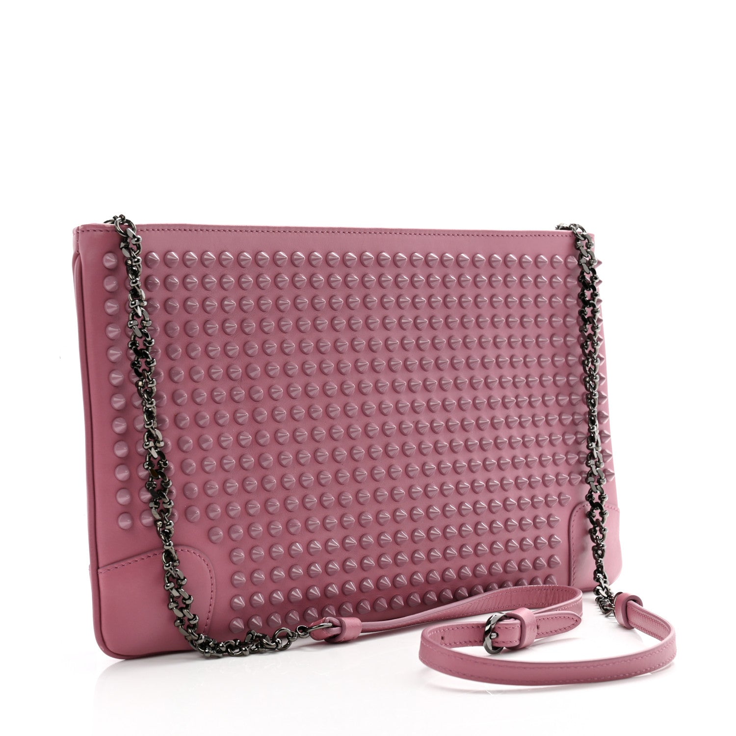 Christian Louboutin Calfskin Spikes Loubiposh Chain Clutch Rosette 3 of 13