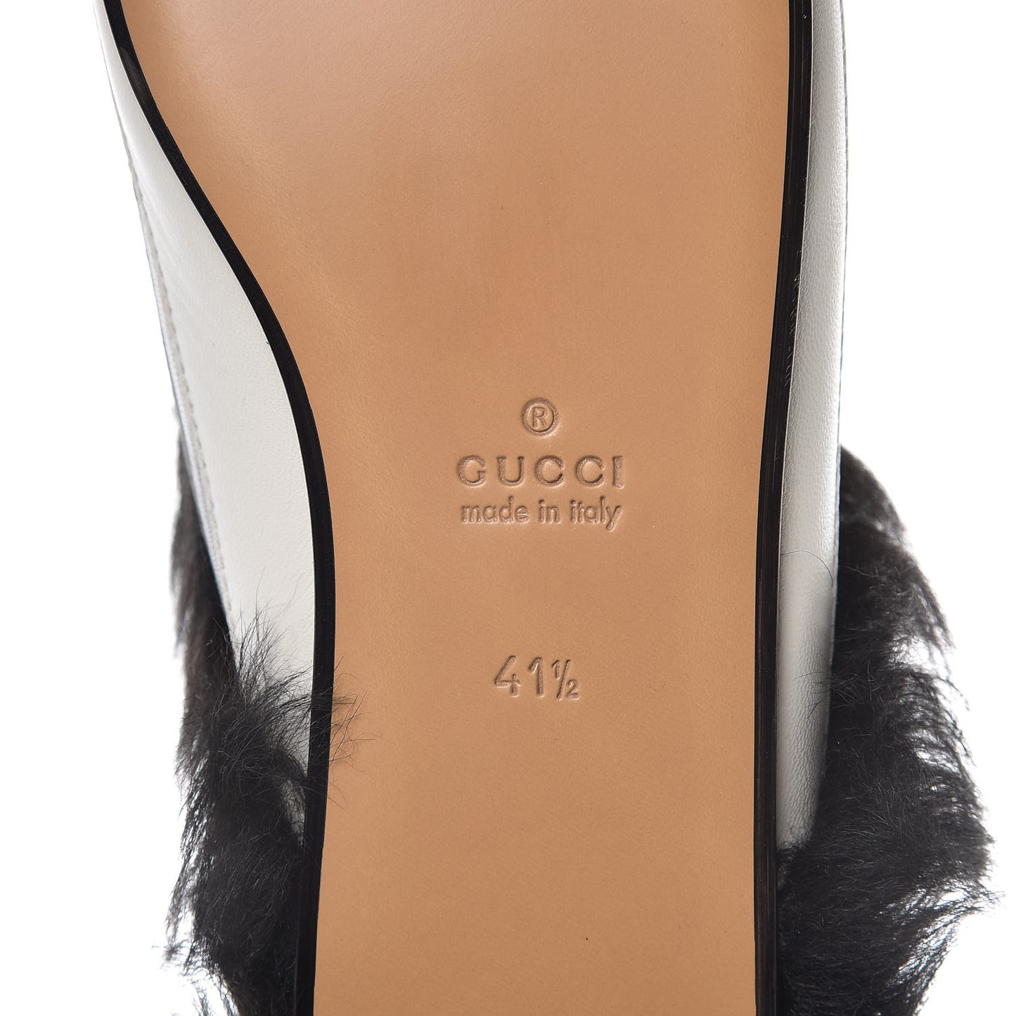 Malaga Kid Fur Zebra Inlay Womens Princetown Slippers 41.5 Mystic White Black