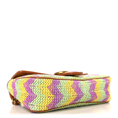 Gucci Calfskin Raffia Woven Small GG Marmont Shoulder Bag Multicolor 4 of 10