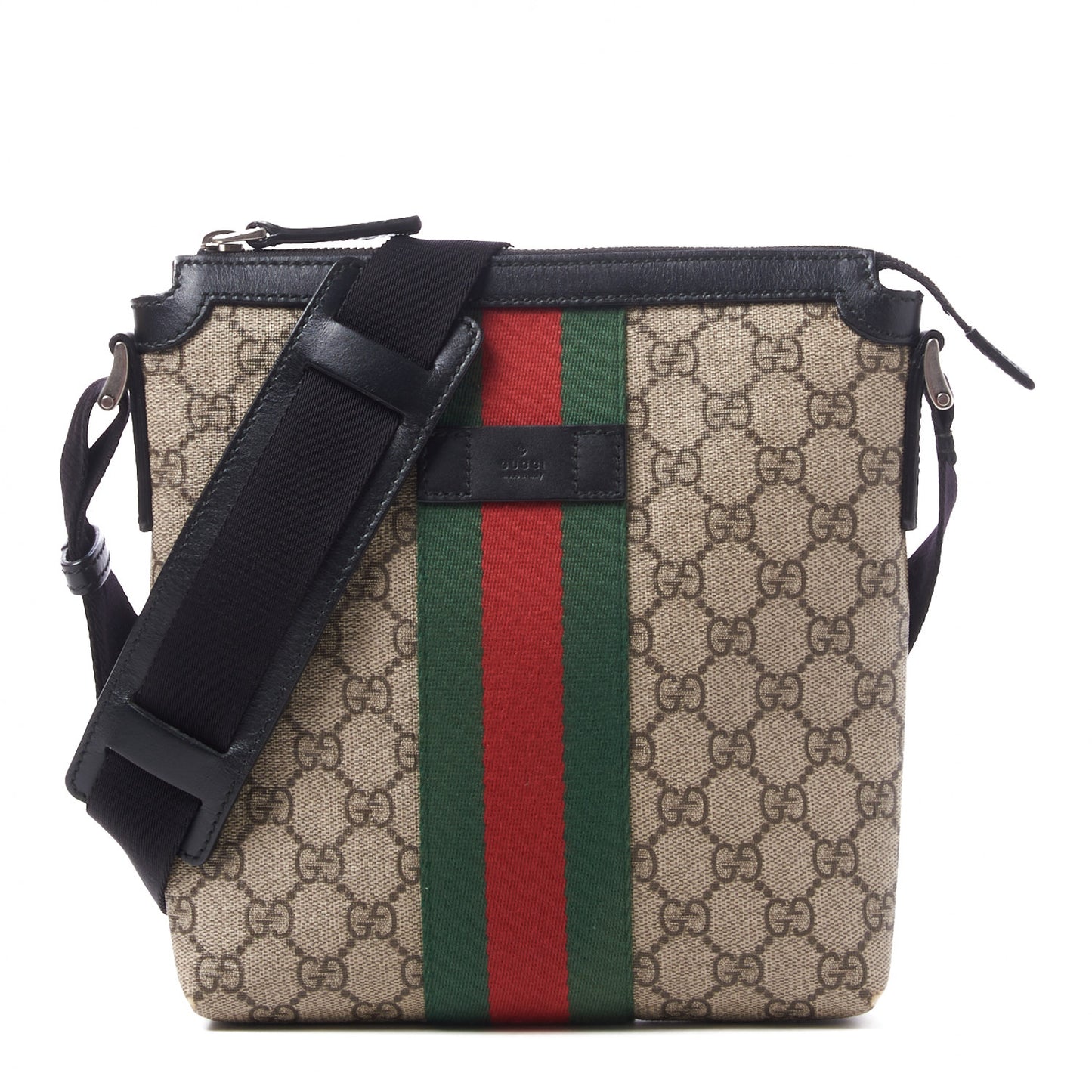 GG Supreme Monogram Web Messenger Bag Black