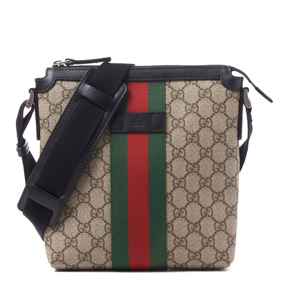 Gucci GG Supreme Monogram Web Messenger Bag Black 1 of 9