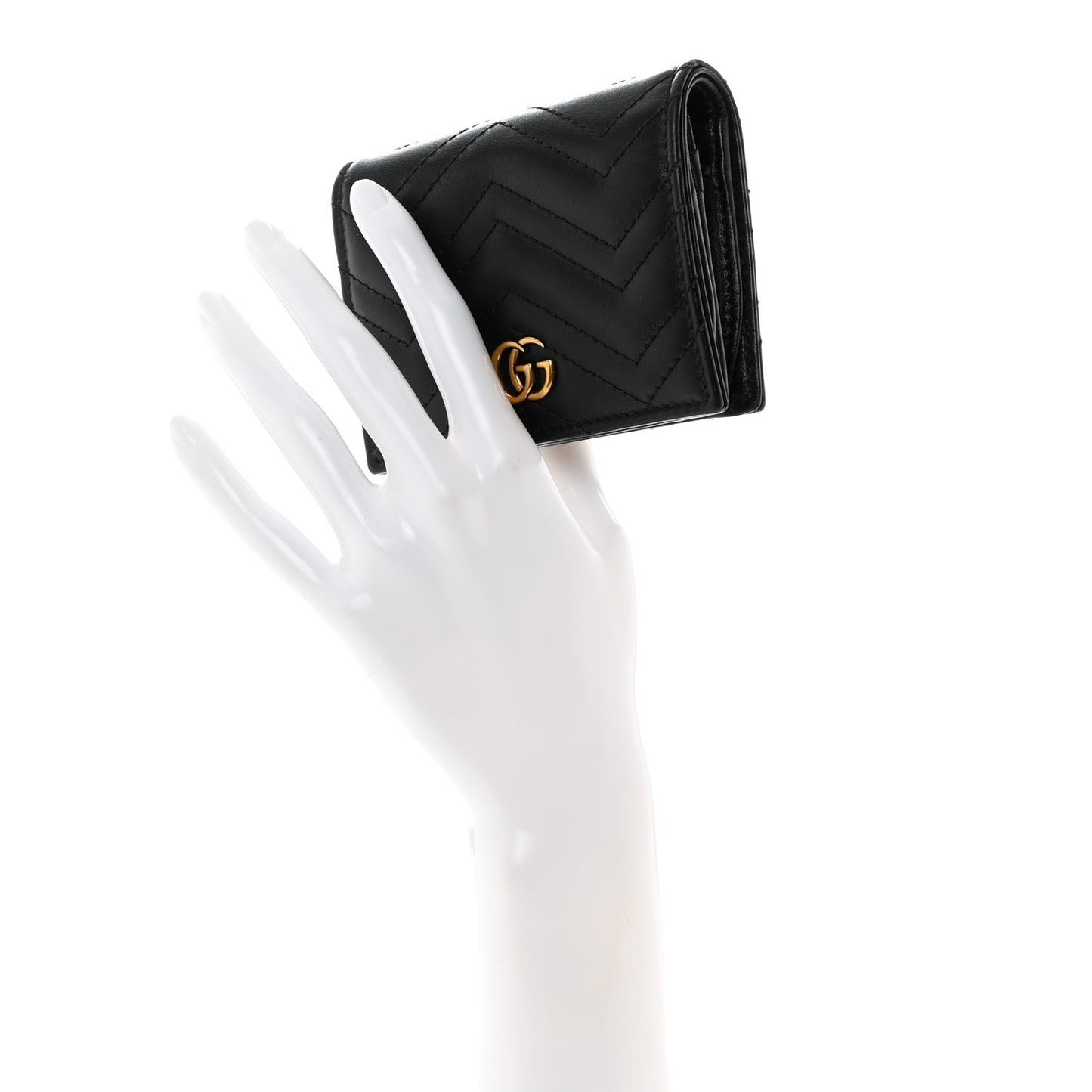 Calfskin Matelasse GG Marmont Card Case Wallet Black