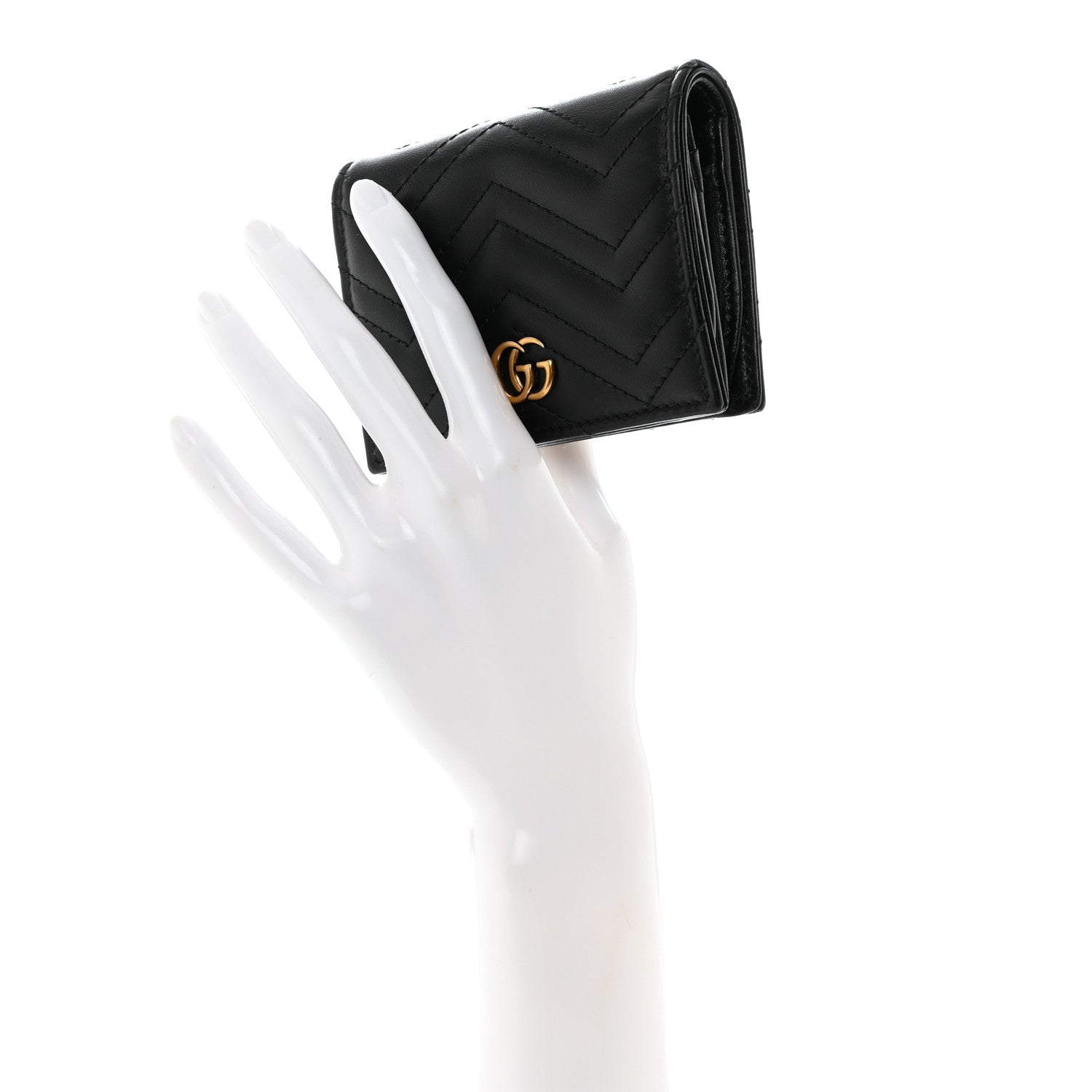 Gucci Calfskin Matelasse GG Marmont Card Case Wallet Black 2 of 8
