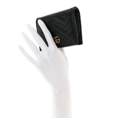 Gucci Calfskin Matelasse GG Marmont Card Case Wallet Black 2 of 8