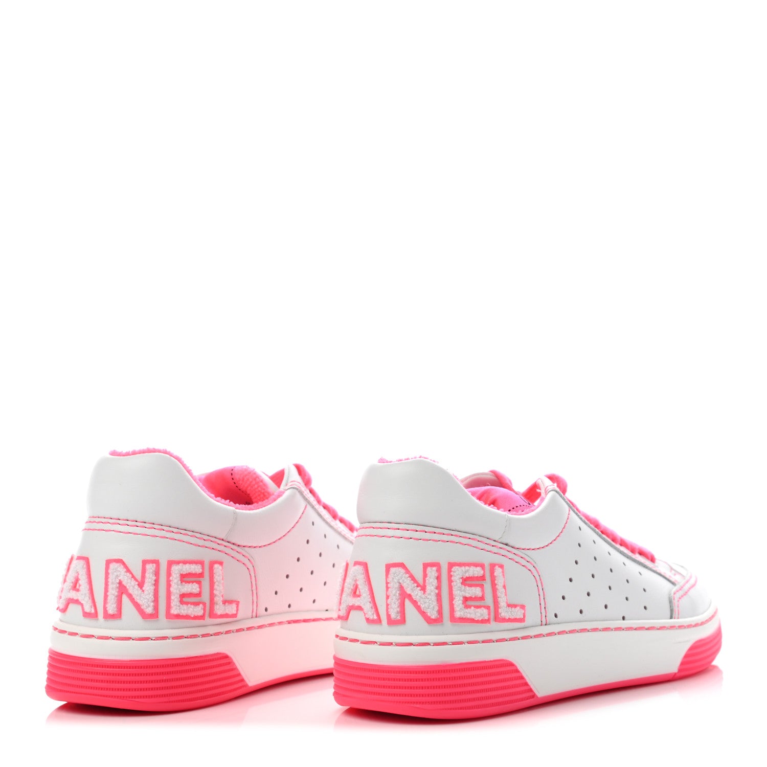 Chanel Calfskin Womens Logo Sneakers 35.5 Fuchsia White 4 of 9
