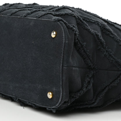 Chanel Canvas Chevron Cuba Patchwork Shopper Tote Black 9 of 9
