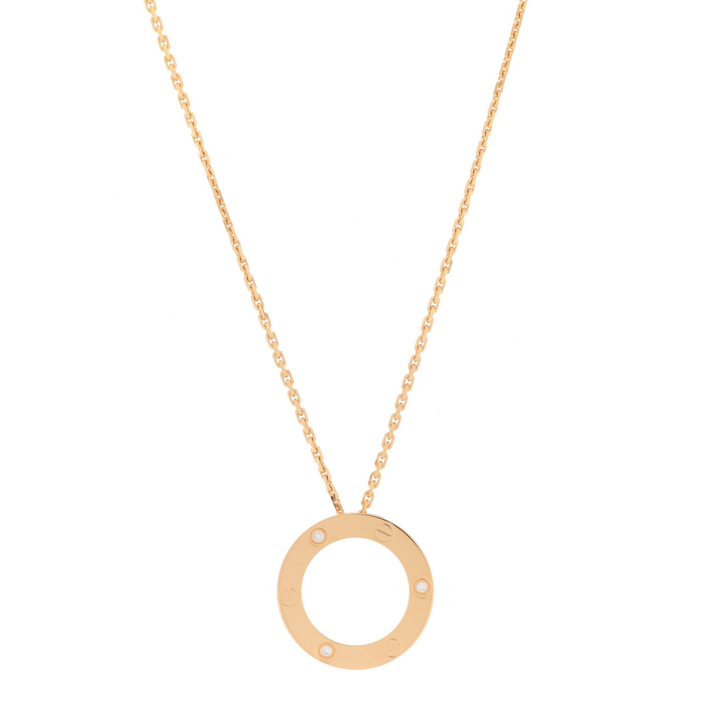 18K Yellow Gold 3 Diamonds LOVE Pendant Necklace