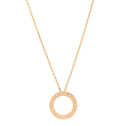 Cartier 18K Yellow Gold 3 Diamonds LOVE Pendant Necklace 1 of 7