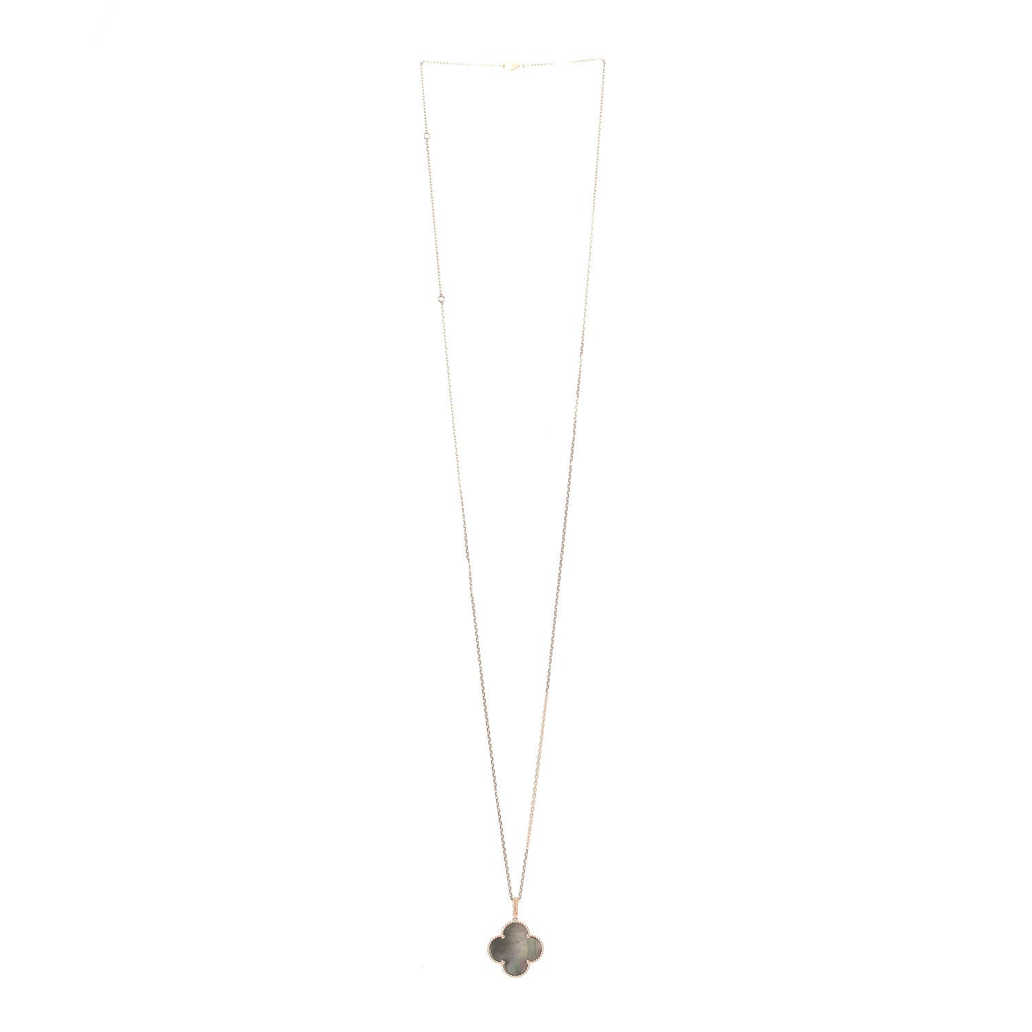 Van Cleef & Arpels 18K Rose Gold Gray Mother of Pearl Magic Alhambra Long Necklace 3 of 6