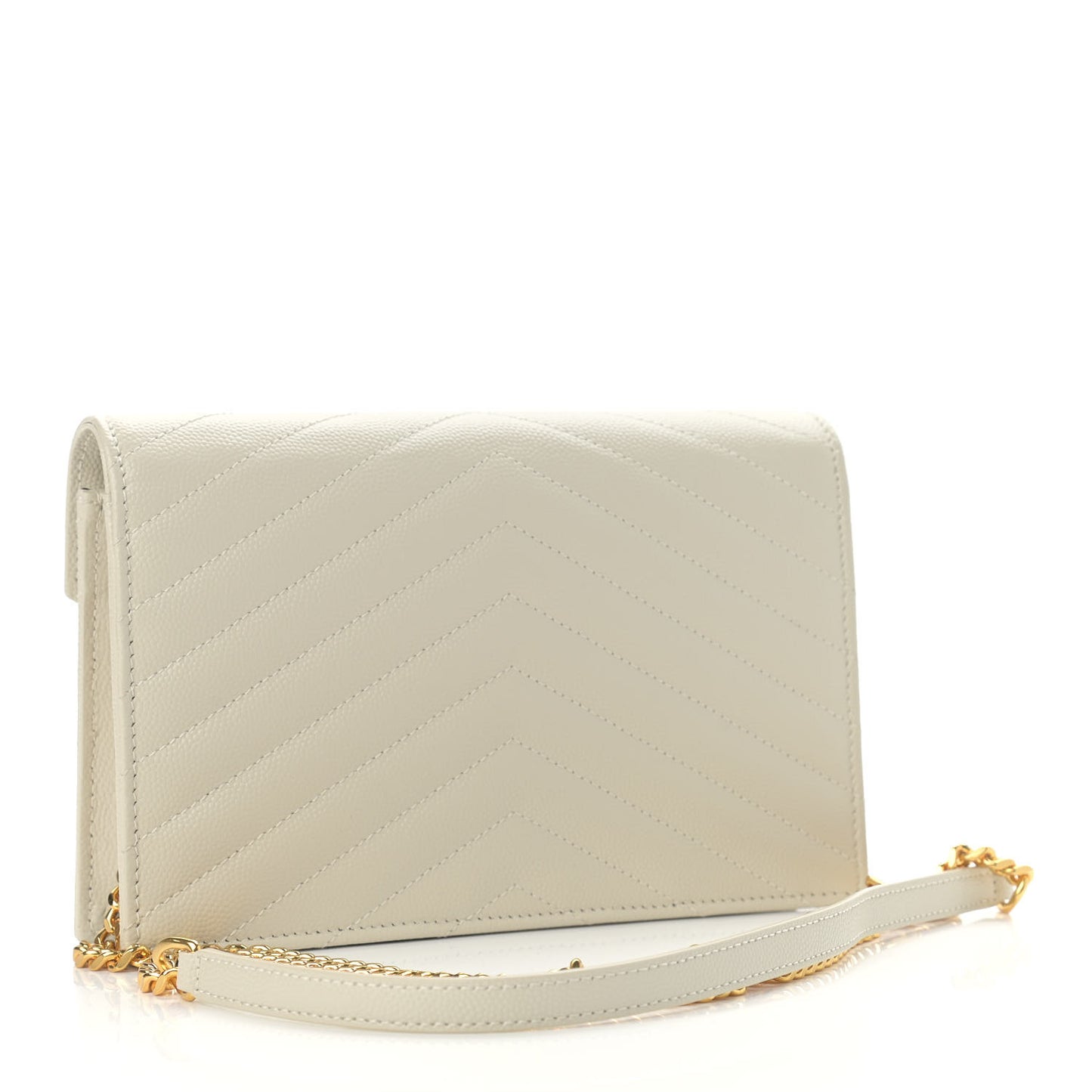 Grain De Poudre Matelasse Chevron Monogram Envelope Chain Crema Soft