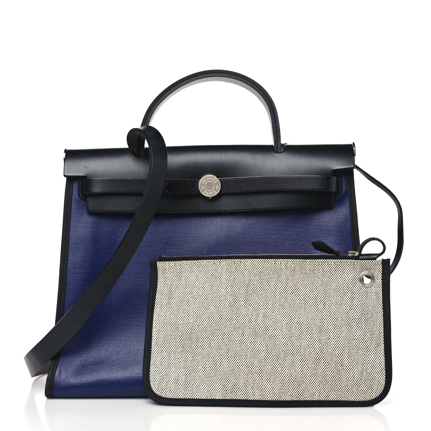 Hermes Toile H Berline Vache Hunter Herbag Zip PM 31 Bleu Encre Black 3 of 10