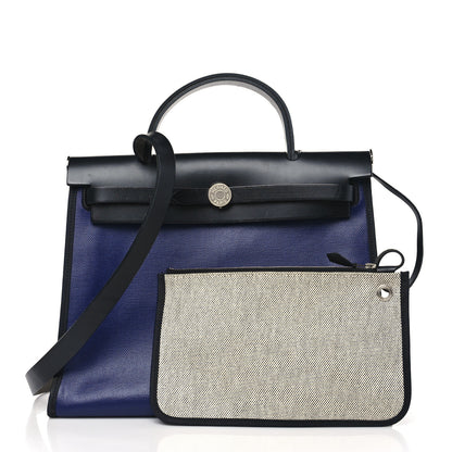 Hermes Toile H Berline Vache Hunter Herbag Zip PM 31 Bleu Encre Black 3 of 10