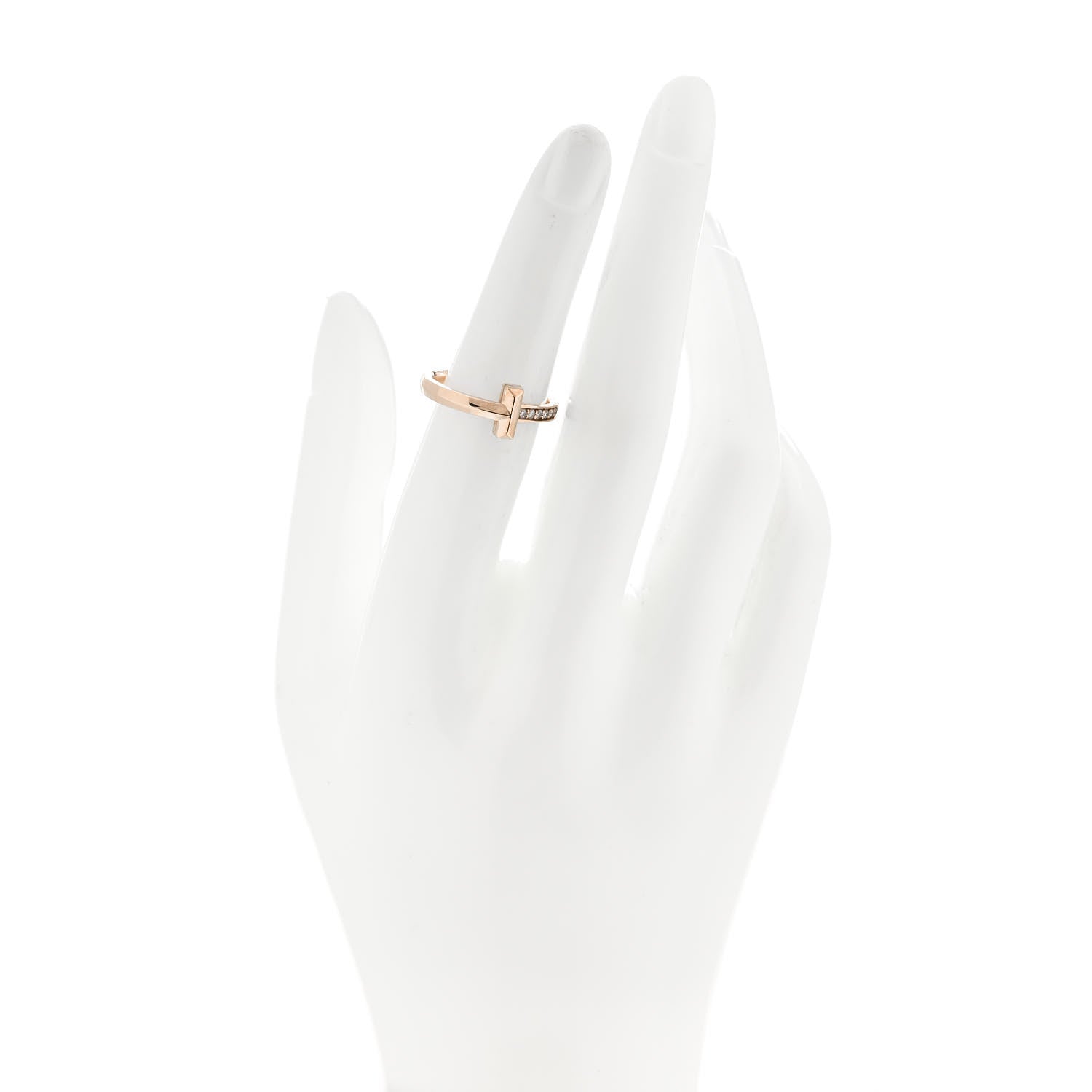 Tiffany 18K Rose Gold Diamond 2.5mm T T1 Ring 53 6.25 2 of 5