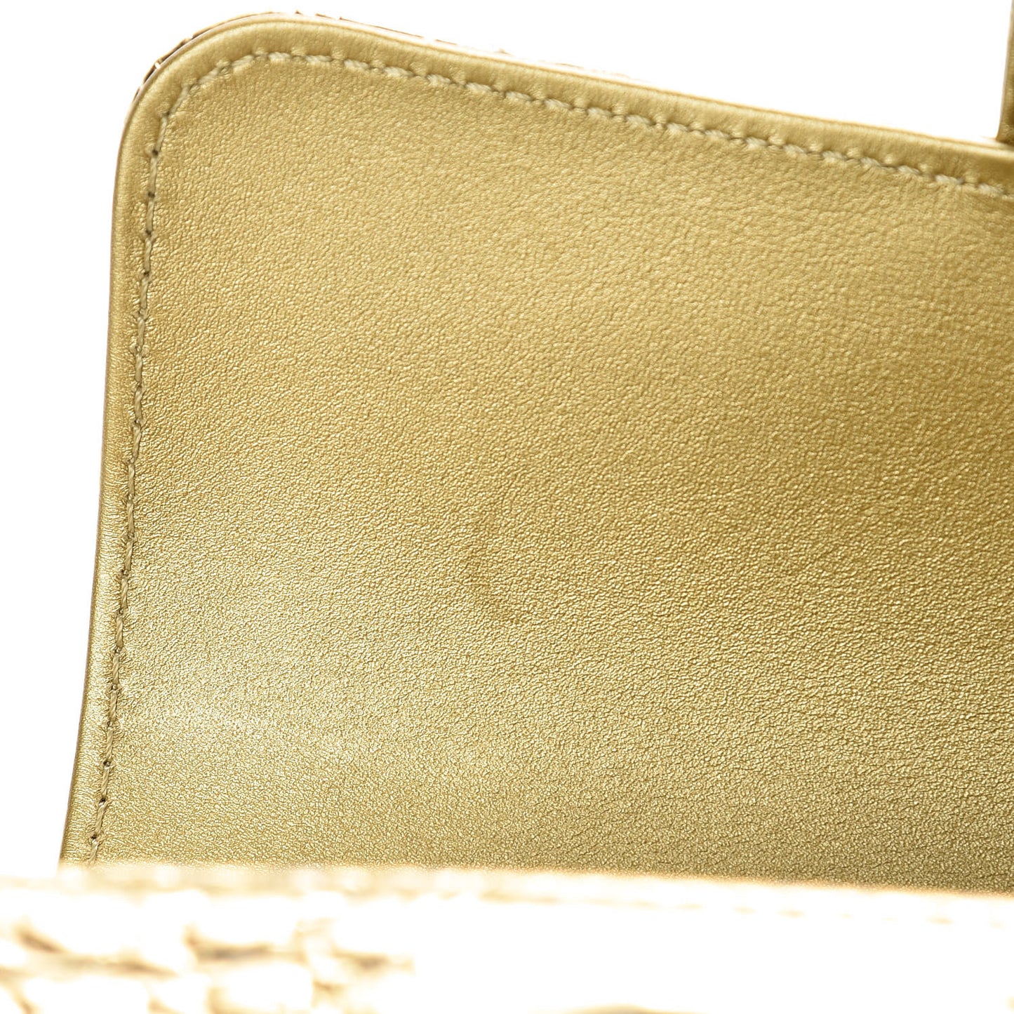 Metallic Calfskin Crocodile Embossed Cocodile Rectangular Mini Flap Gold