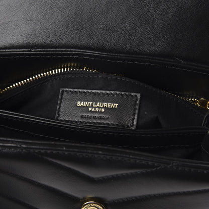 Saint Laurent Calfskin Y Quilted Monogram Toy Loulou Crossbody Bag Black 9 of 11