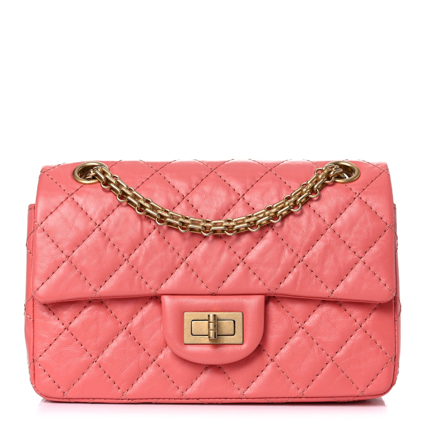 Aged Calfskin Quilted 2.55 Reissue Mini Flap Coral