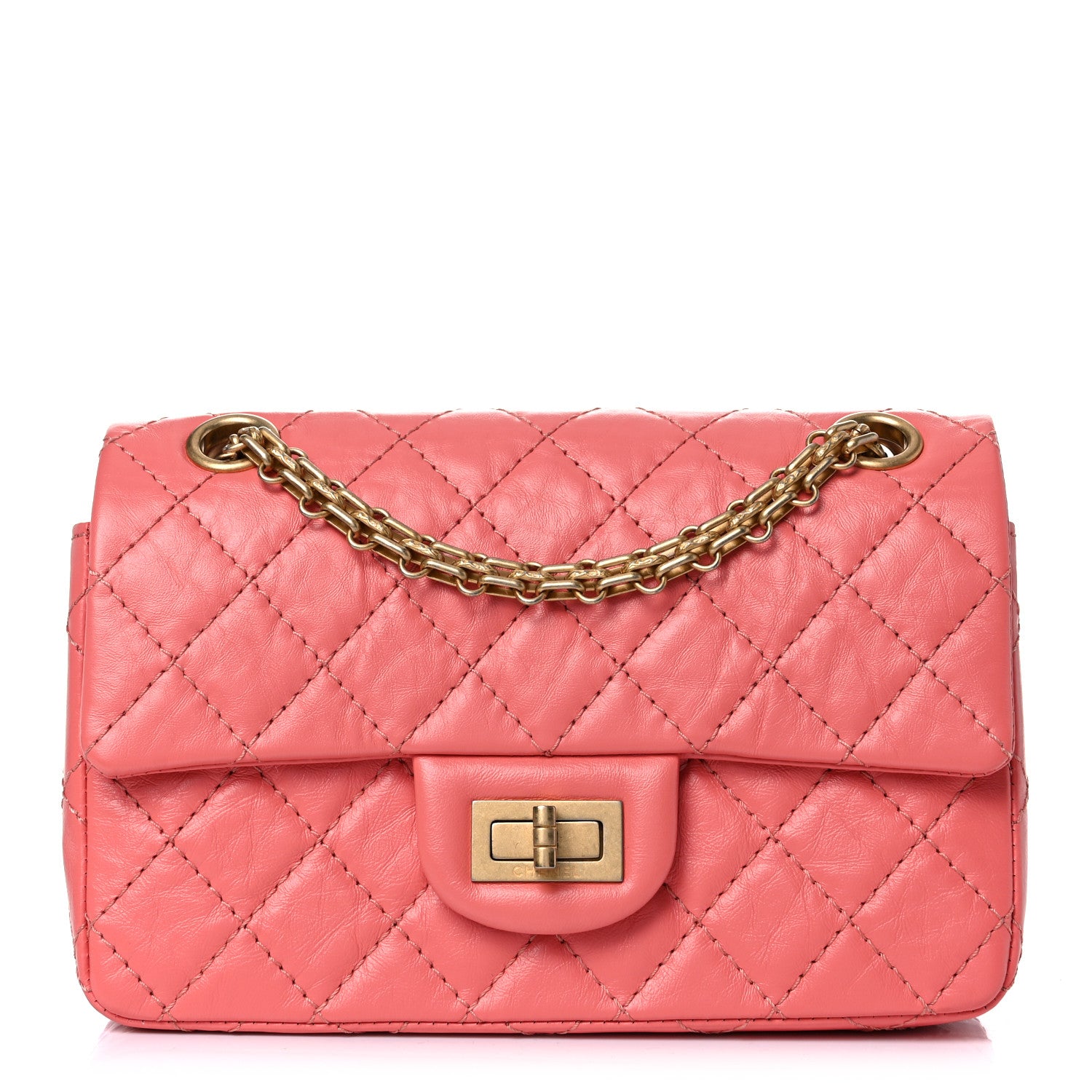 Chanel Aged Calfskin Quilted 2.55 Reissue Mini Flap Coral 1 of 12