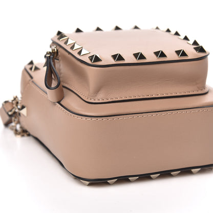 Valentino Garavani Calfskin Rockstud Double Pocket Chain Crossbody Bag Soft Noisette 6 of 8