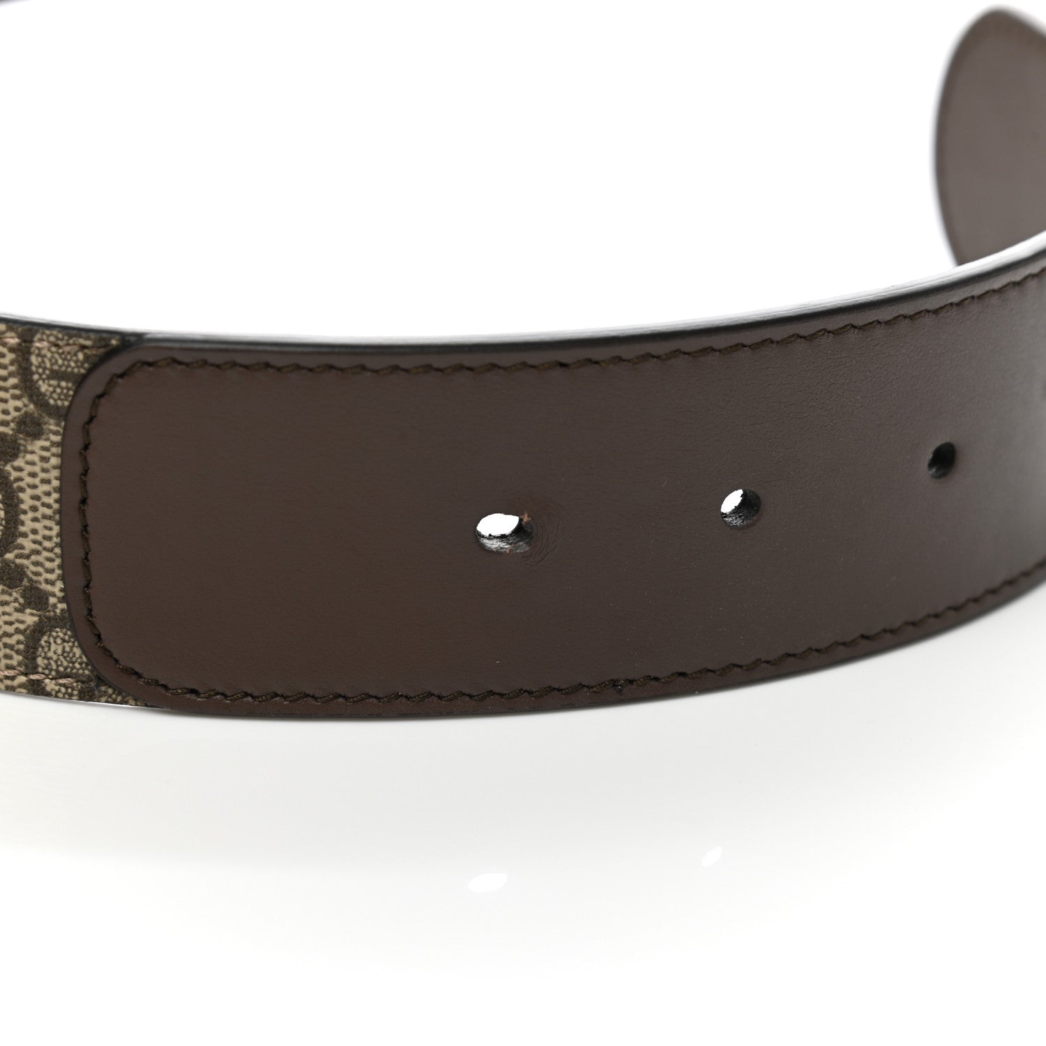 Gucci GG Supreme Monogram Matte Plutone Calfskin Double G 40mm Belt 95 38 Beige Ebony New Acero 6 of 7