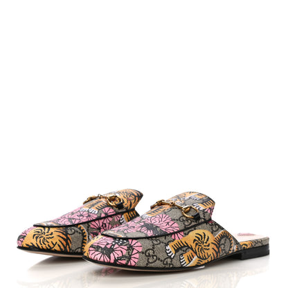 Gucci GG Supreme Monogram Bengal Womens Princetown Slippers 38.5 Beige Crop Pink 3 of 12