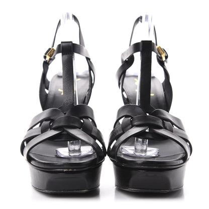 Saint Laurent Calfskin Tribute 75 Platform Sandals 38.5 Black 2 of 11