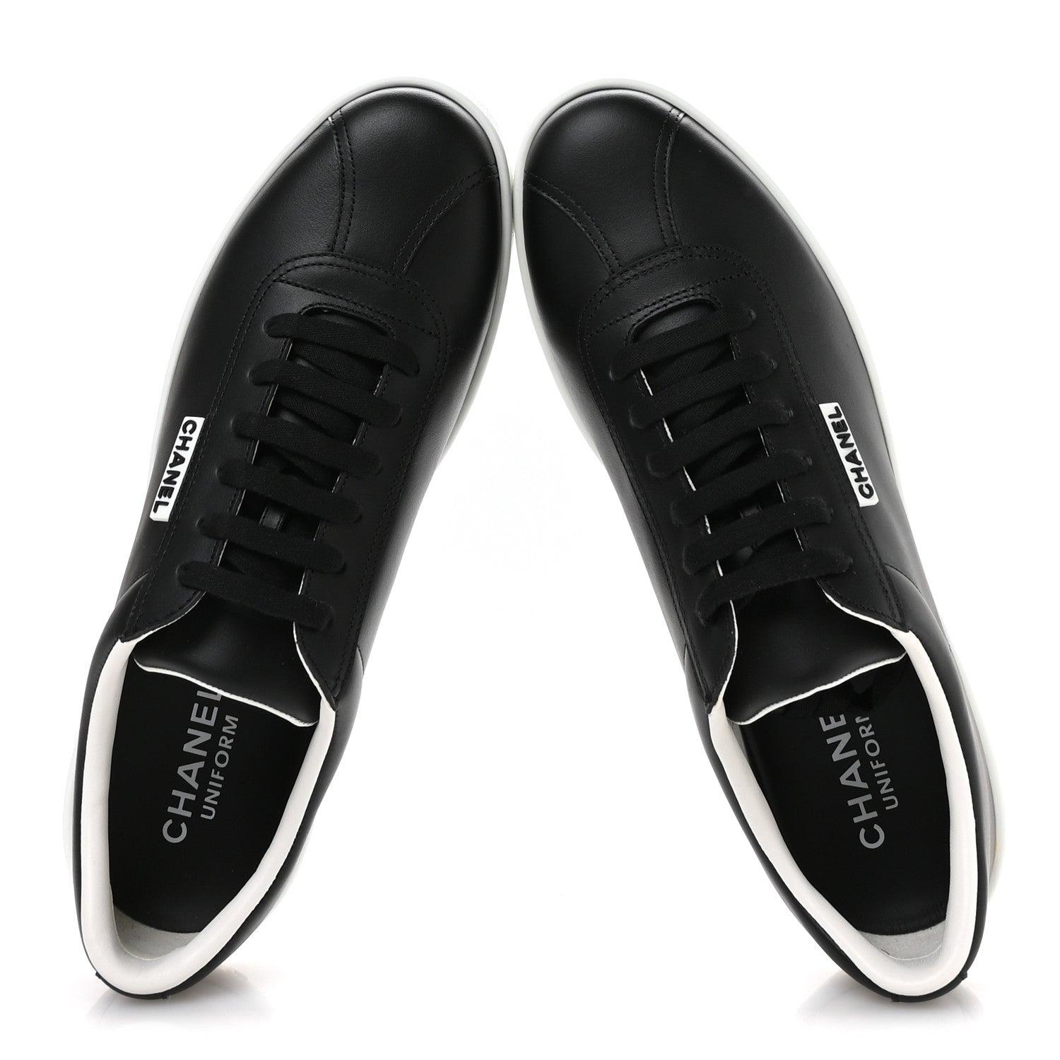 Chanel Calfskin CC Mens Uniform Sneakers 43 Black 2 of 8