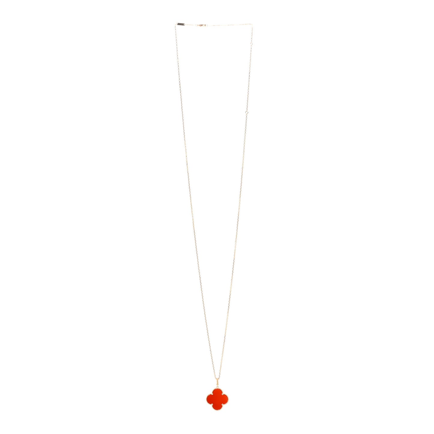 18K Yellow Gold Carnelian Magic Alhambra Long Necklace