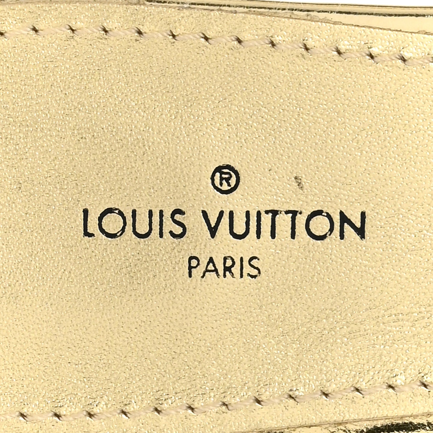 Metallic Lambskin Embossed Monogram Revival Flat Mules 38 Gold