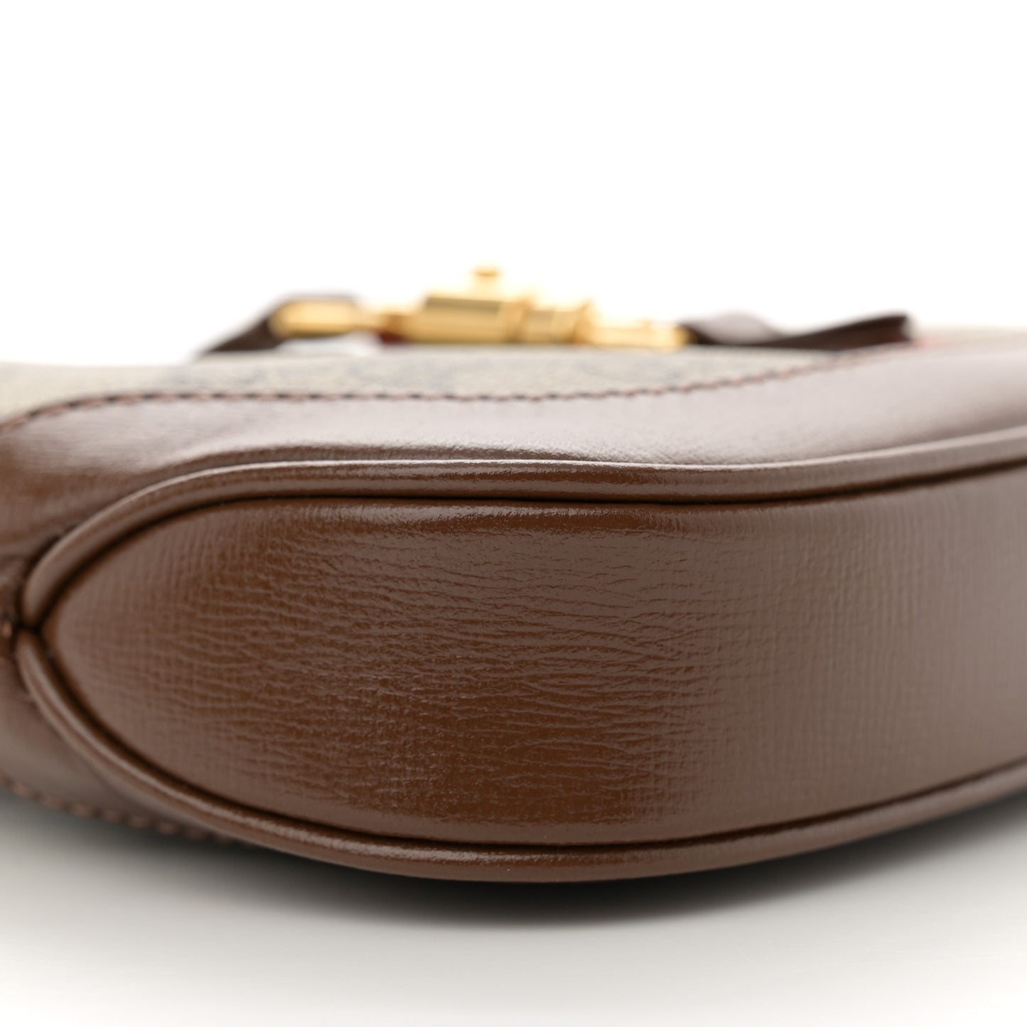 GG Supreme Monogram Azalea Calfskin Web Mini Jackie 1961 Hobo Beige Ebony Brown Sugar