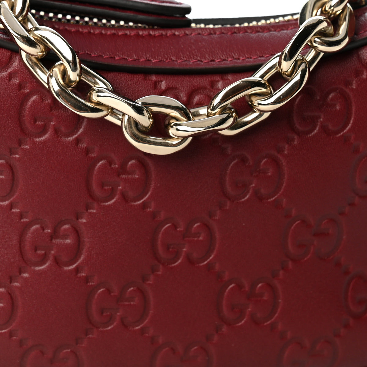 Gucci GG Calfskin Embossed Emblem Mini Shoulder Bag Rosso Ancora 8 of 10