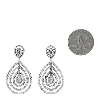 David Yurman Sterling Silver Diamond Cable Classic Teardrop Earrings 2 of 4