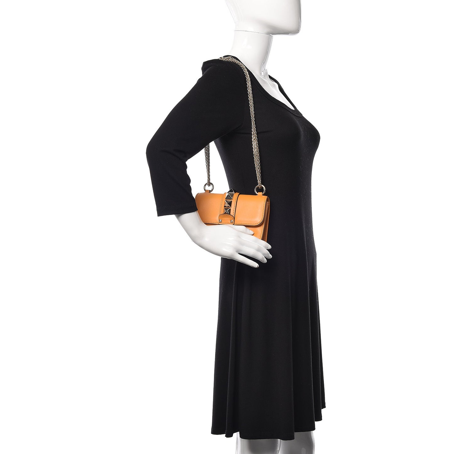 Vitello Mini Glam Lock Rockstud Flap Mandarin Sorbet