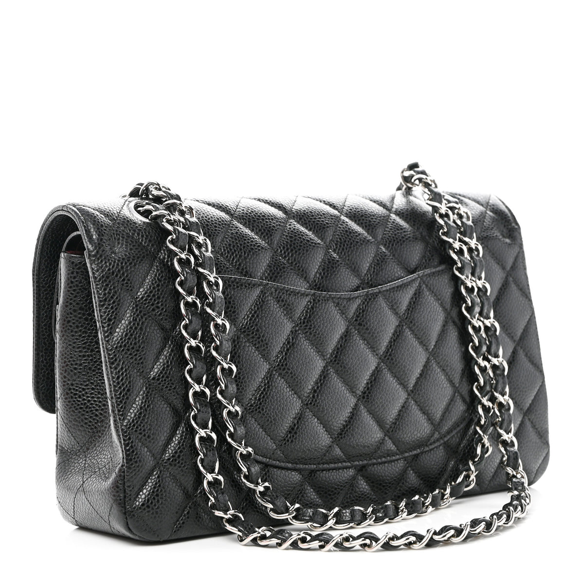 Caviar Quilted Medium Double Flap Black