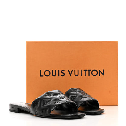 Louis Vuitton Lambskin Embossed Monogram Revival Flat Mules 39 Black 8 of 8
