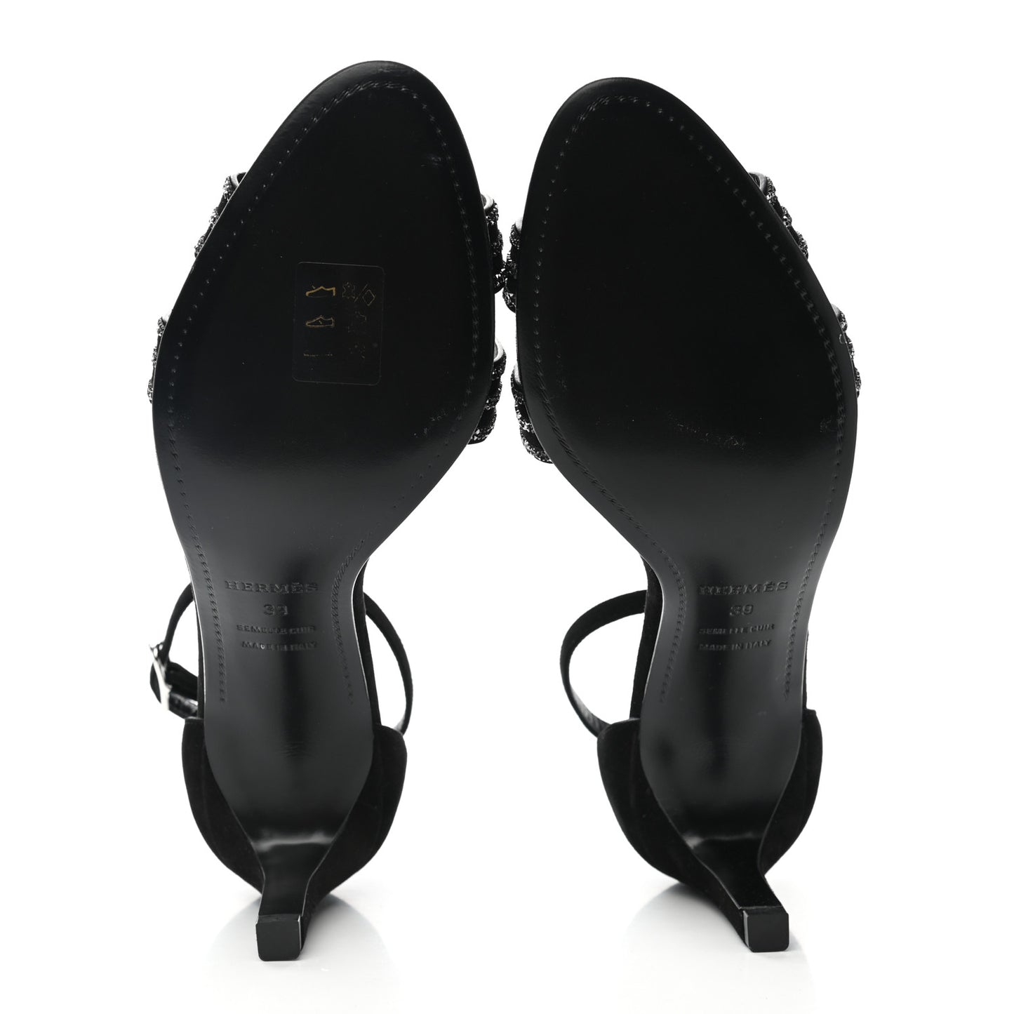 Suede Goatskin Crystal Premiere 70 Sandals 39 Black