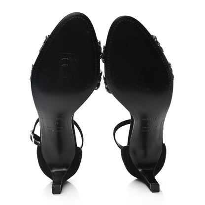 Hermes Suede Goatskin Crystal Premiere 70 Sandals 39 Black 5 of 8