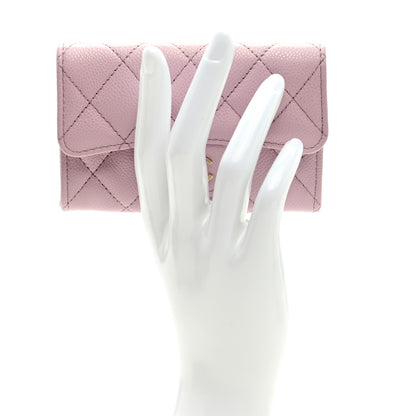 Chanel Caviar Quilted Flap Card Holder Wallet Light Pink 2 of 7
