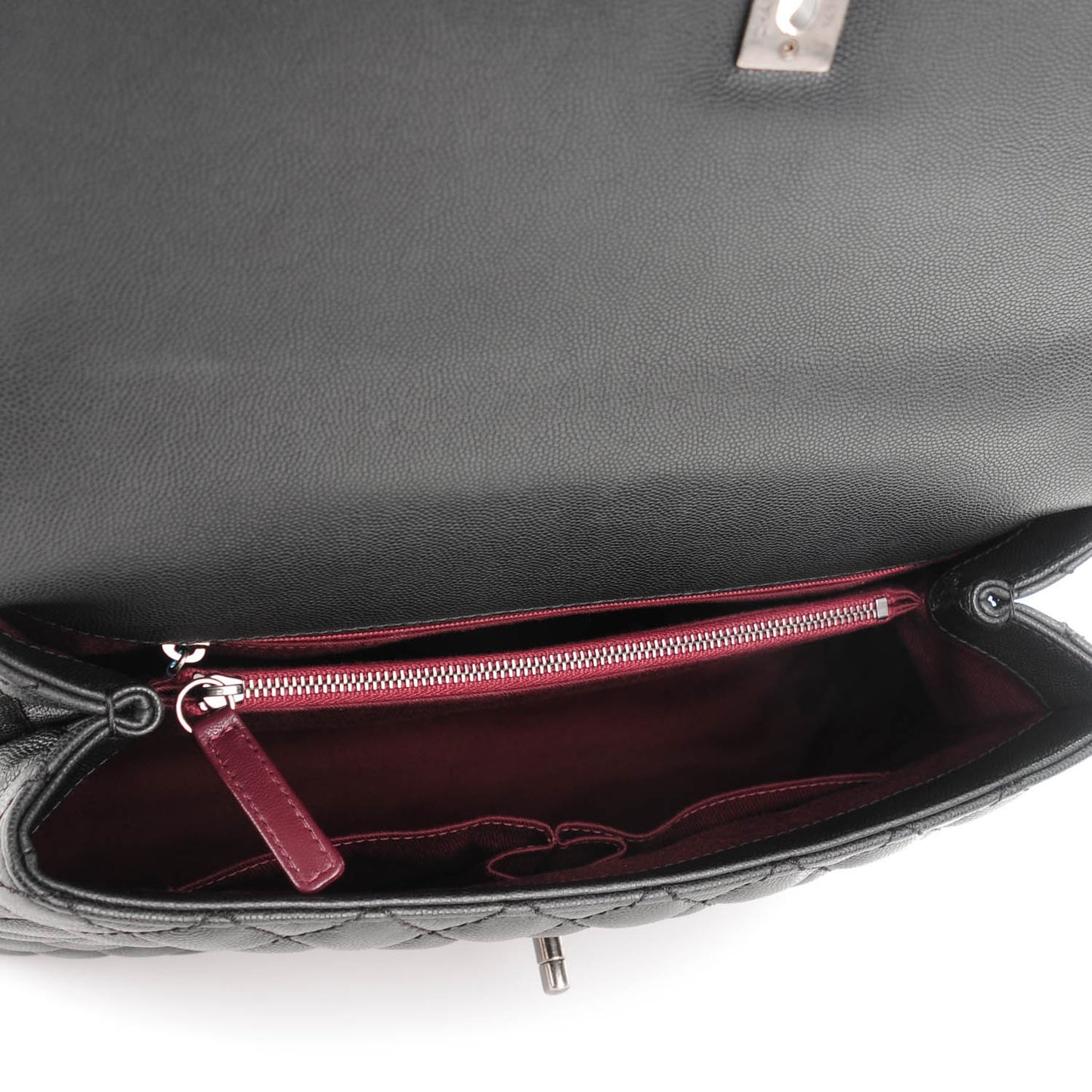 Caviar Quilted Medium Coco Handle Flap Black