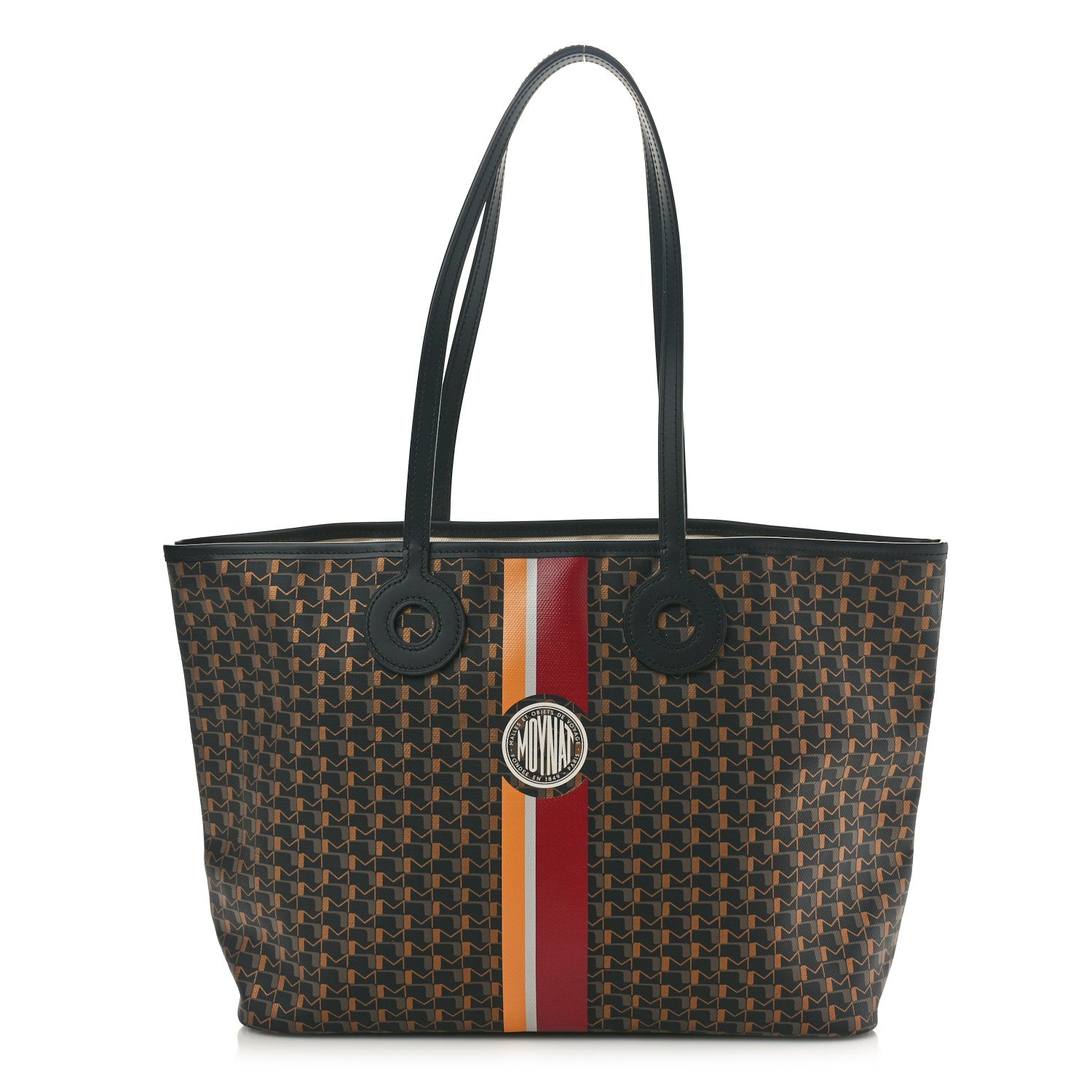 Moynat Canvas 1920 Calfskin Oh! Tote Ruban MM Carbon Bronze Ochre Bordeaux 1 of 9