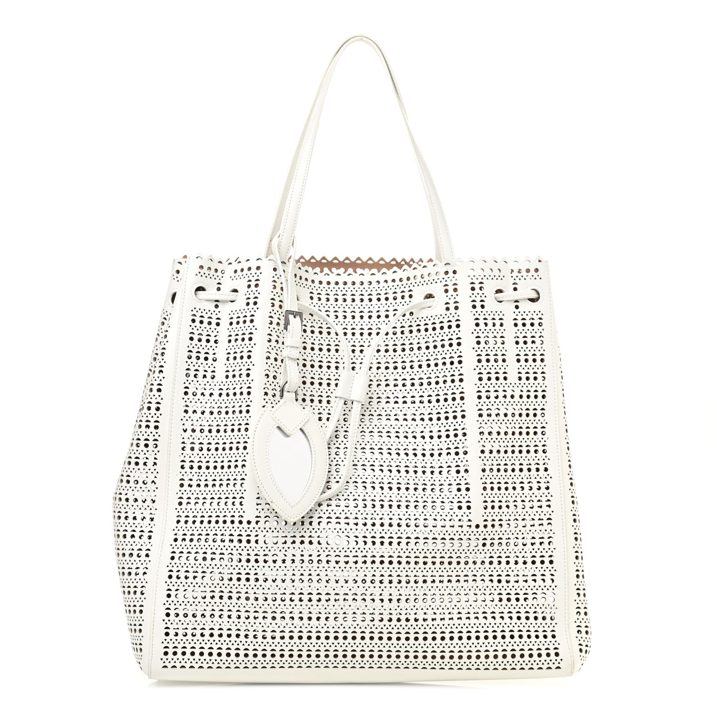 Calfskin Laser Cut Mina Vienne Tote White